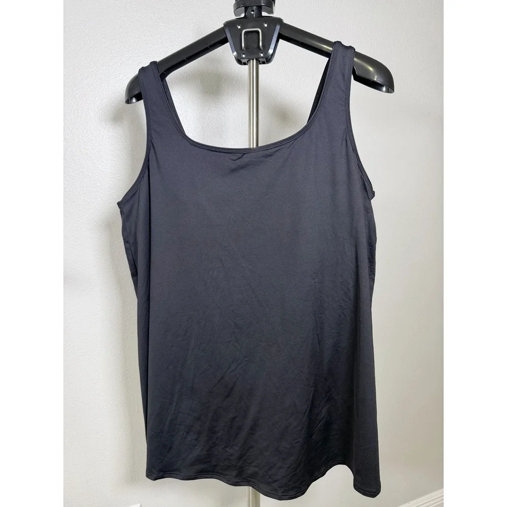 Lands' End One Piece Swimsuit Womens 3X Black Scoop Neck UPF 50+ Sun Protection